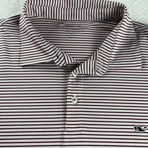 Vineyard Vines On the Go Sankaty Polo Red Stripe Mens XL